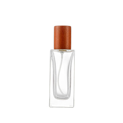 Square Glass Perfume Bottles – B2B Low MOQ with Wooden Cap | Bulk Perfume Containers (30/50/100ml)