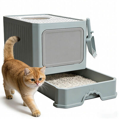 Top Entry Cat Litter Box, Foldable Enclosed Drawer, Anti-Tracking, B2B Bulk OEM Odor Control