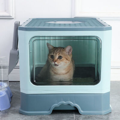 Top Entry Cat Litter Box, Foldable Enclosed Drawer, Anti-Tracking, B2B Bulk OEM Odor Control