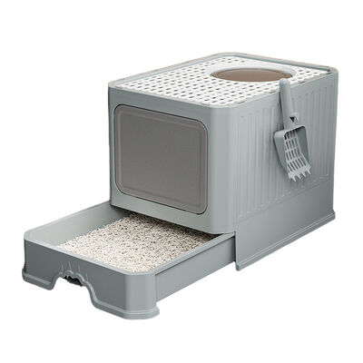 Top Entry Cat Litter Box, Foldable Enclosed Drawer, Anti-Tracking, B2B Bulk OEM Odor Control