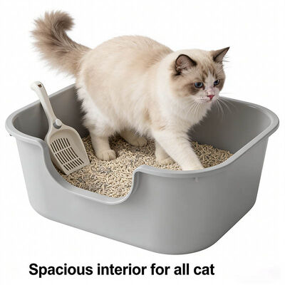 BPA Free Open Top Cat Litter Box, Extra Large Easy Clean Litter Pan with Scoop for All Cats