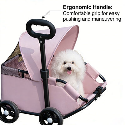 Wholesale Foldable Pet Stroller, OEM ODM 4-Wheel Pet Trolley with Mesh Ventilation for Small Pets