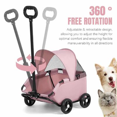 Wholesale Foldable Pet Stroller, OEM ODM 4-Wheel Pet Trolley with Mesh Ventilation for Small Pets