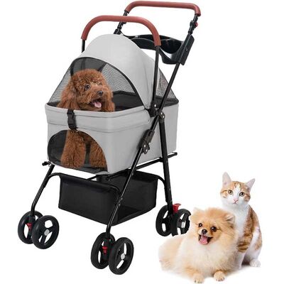 Foldable 4-Wheel Pet Stroller Lightweight Breathable Safe for Small Dogs Cats Travel Outdoor Wholesale