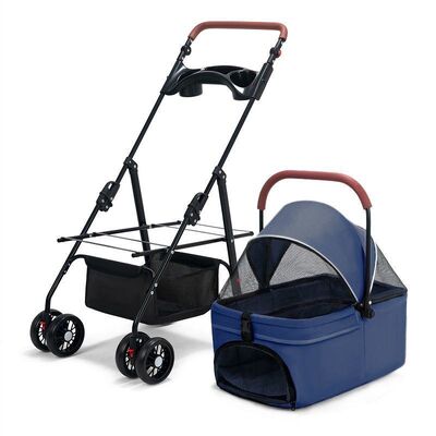 Foldable 4-Wheel Pet Stroller Lightweight Breathable Safe for Small Dogs Cats Travel Outdoor Wholesale