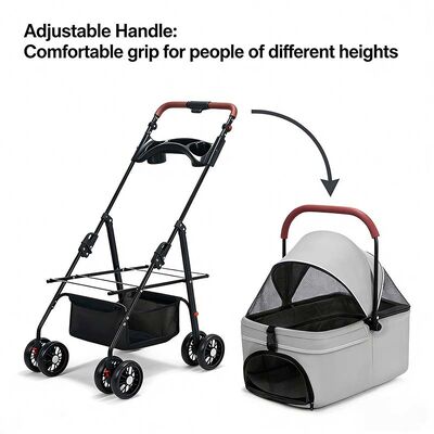 Foldable 4-Wheel Pet Stroller Lightweight Breathable Safe for Small Dogs Cats Travel Outdoor Wholesale