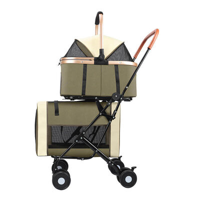 Foldable Pet Stroller Detachable Carrier Shockproof Waterproof 4 Wheel Travel Cart for Dog Cat B2B